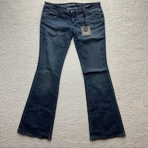 Frankie B Jeans Womens Size 10 Super Low Rise Dark Wash Flare Jeans. Y2K